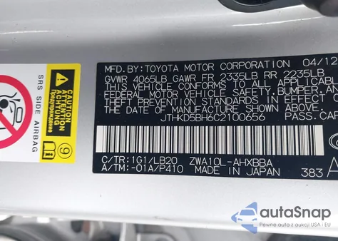 2012 Lexus Ct 200H Premium from USA, damaged, VIN JTHKD5BH6C2100656